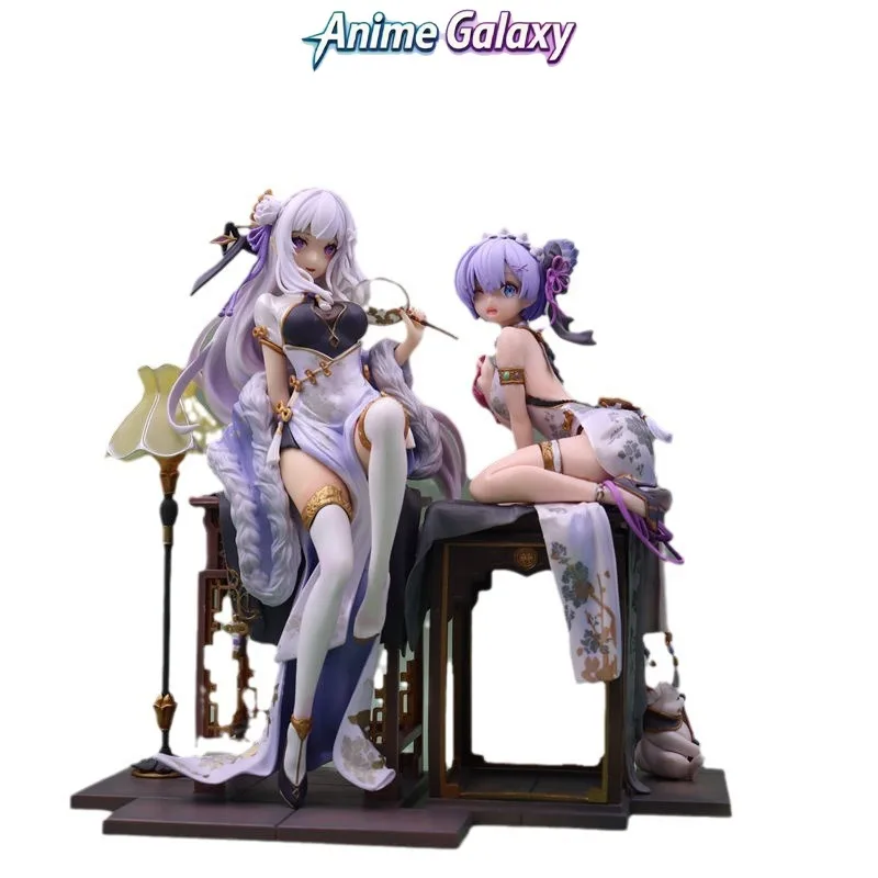 

Re:Zero - Начало жизни в другом мире: Фигурка Рем и Эмилии в китайском стиле Ципао, 2D аниме-модель в коробке, настольное украшение, коллекционная фигурка