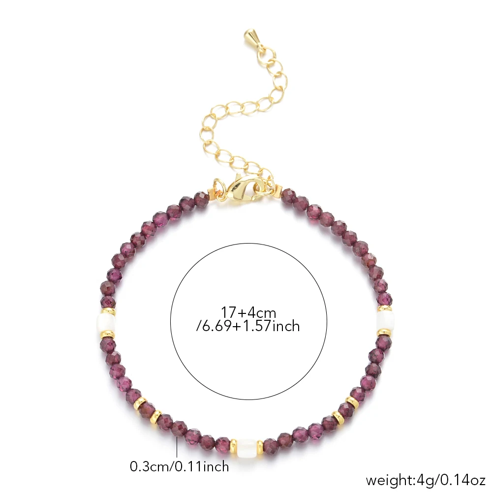 تصميم بوهيمي 3 مم من حجر الجمشت الطبيعي خرز دائري الأوجه وسوار خرز على شكل صدفة للنساء للعطلات والارتداء اليومي #6