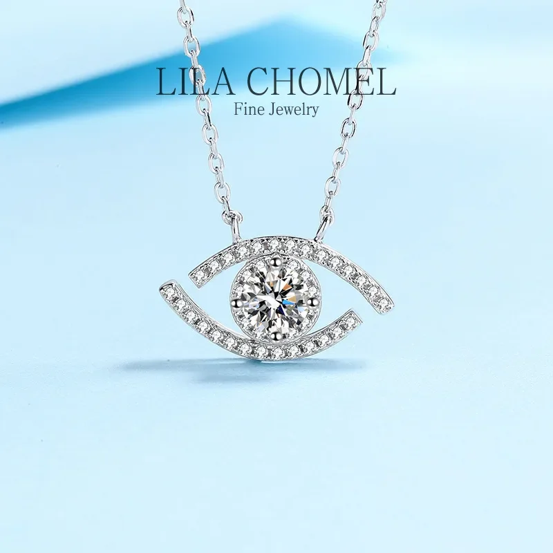 

Brilliant White Gold 18K women's Pendants Devil's eye 0.5Carat Moissanite Diamond Necklace Birthday Gift fine Jewelry for girl