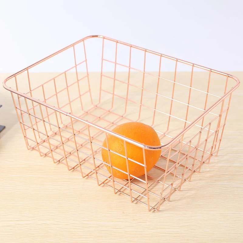 Rose Gold 2 Pack ตะกร้าลวดชุดเก็บ Decor หัตถกรรมห้องครัวจัดระเบียบ.สำหรับตู้เสื้อผ้า,ตู้,Pantries,Office Storage