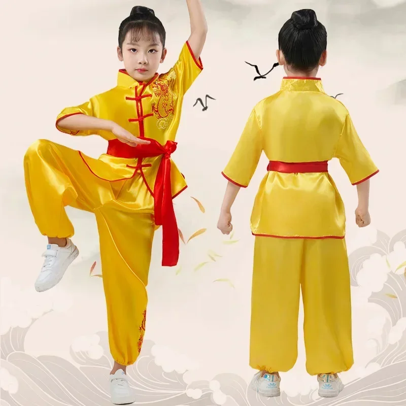 เด็กจีนแบบดั้งเดิมWushuเครื่องแต่งกายชายหญิงKungfuชุดTai ChiยุทธวิธีArtชุดชุด