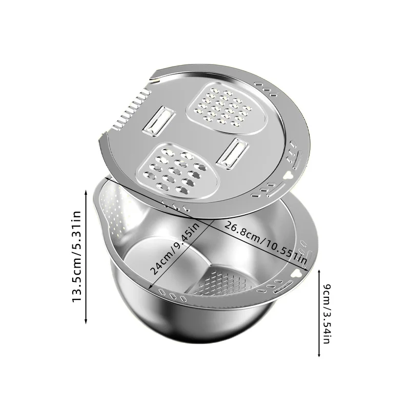 Stainless Steel Vegetable Washing Basin with Draining Basket, Multifunctional Rice Washing Tool, Draining Basin, Fruit Tray, Special for Home Kitchen Use - Image 5