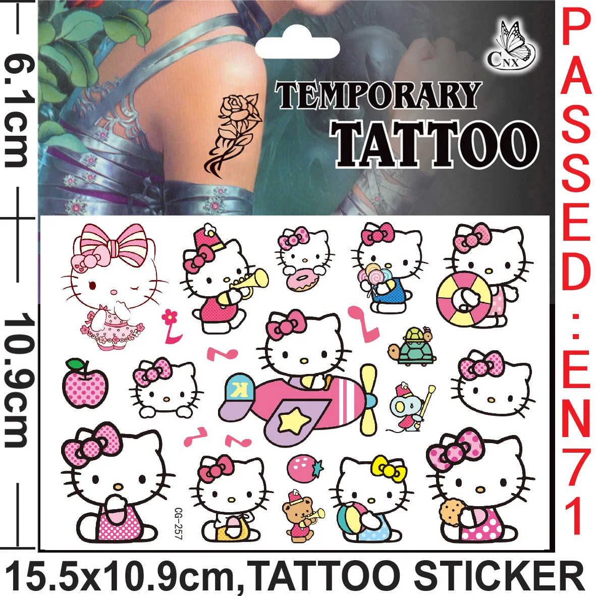 Hello Kitty Tattoo Stickers Kawaii Anime Figure Toys Cute Cartoon Sanrio Cosplay Sticker Kids Happy Birthday Party Decoration