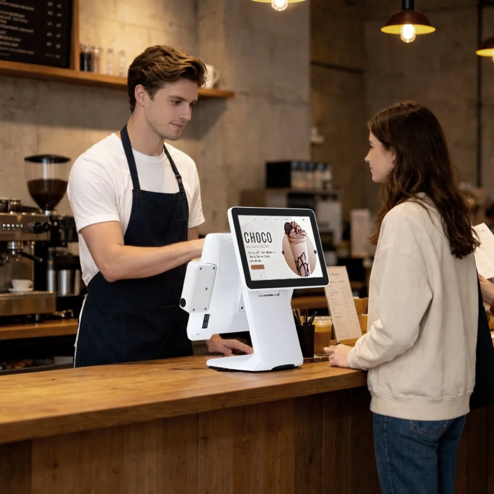15 Inch Windows 10 True Flat Touch Screen POS Terminal Pos Systems With Nfc Card Reader Point Of Sale System For Supermarket