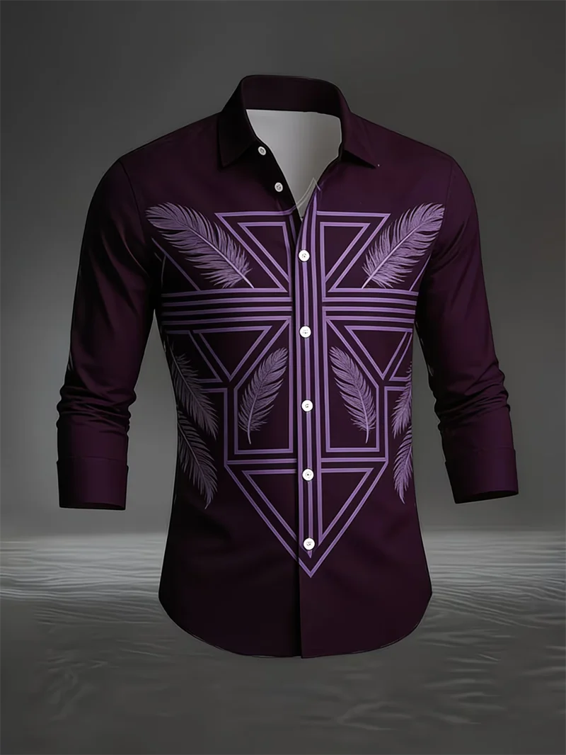 New men's 3D printed striped long sleeved shirt with butterfly pattern, high-quality casual long sleeved top