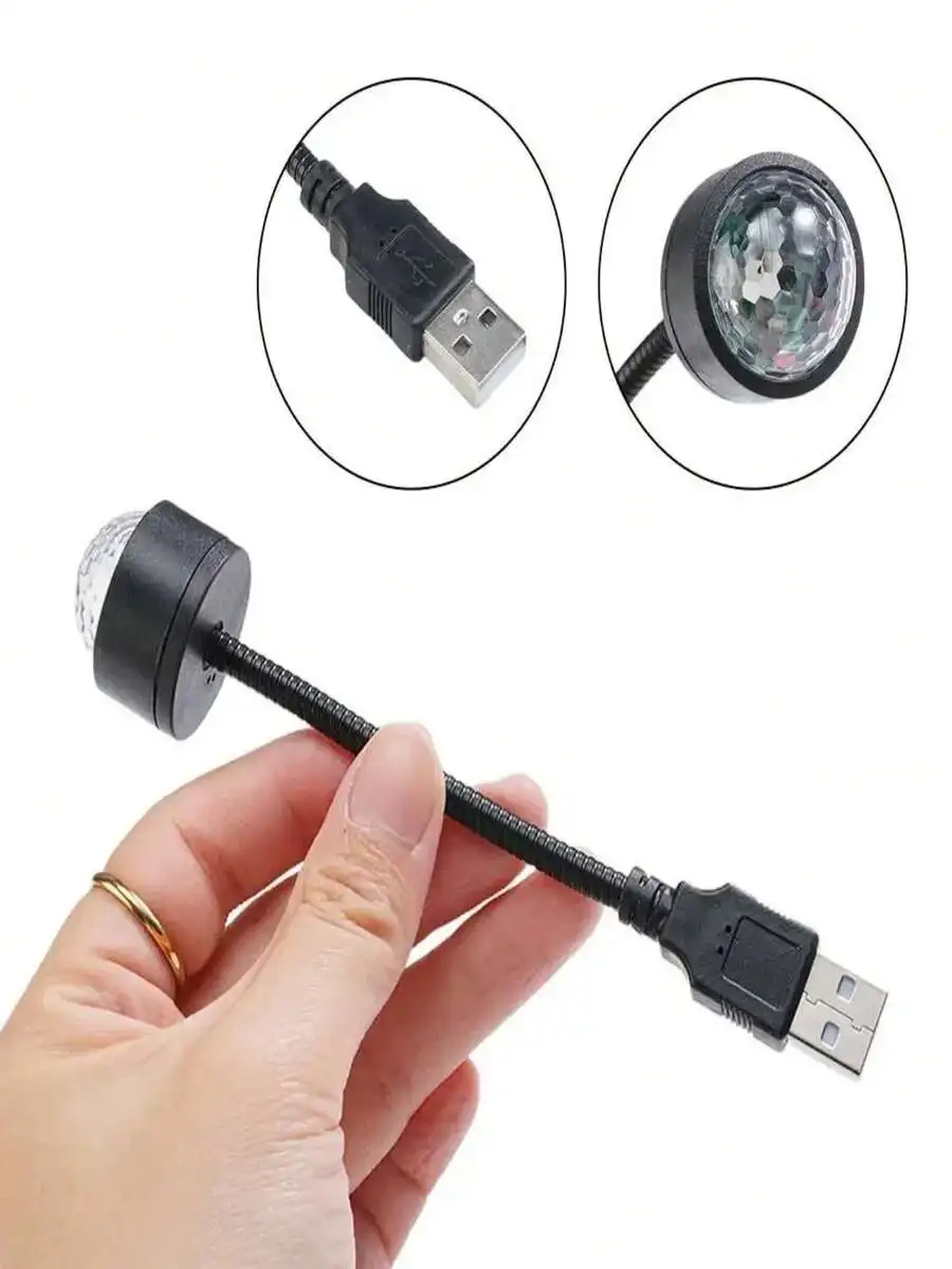 

Mini USB LED Disco Ball Light Projector Adjustable For Car Roof Room Ceiling Decor