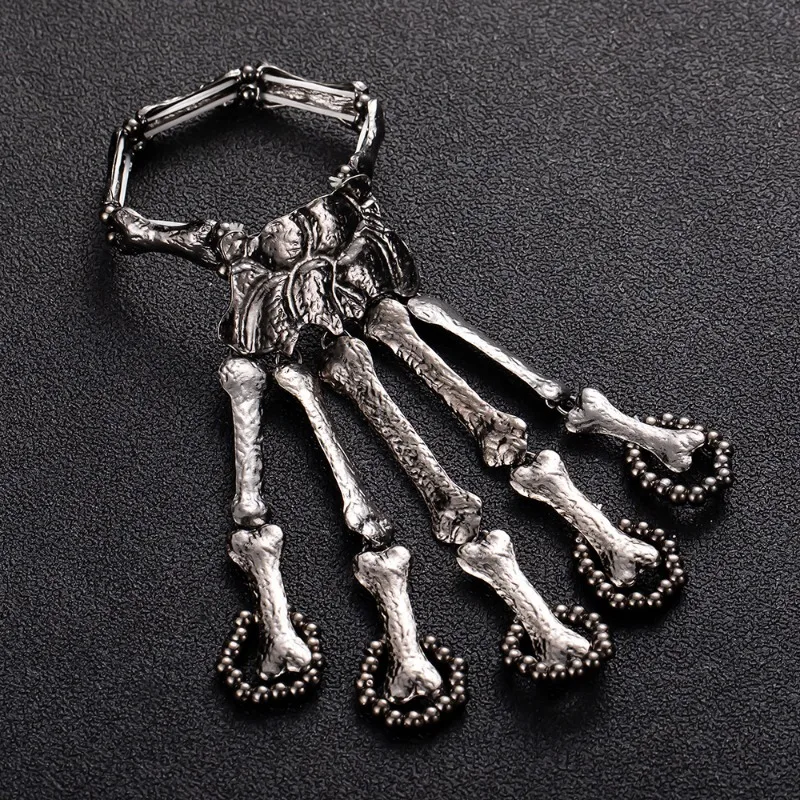 할로윈 과장된 금속 해골 해골 팔찌 유령 발톱 연결 손가락 팔찌 할로윈 쥬얼리