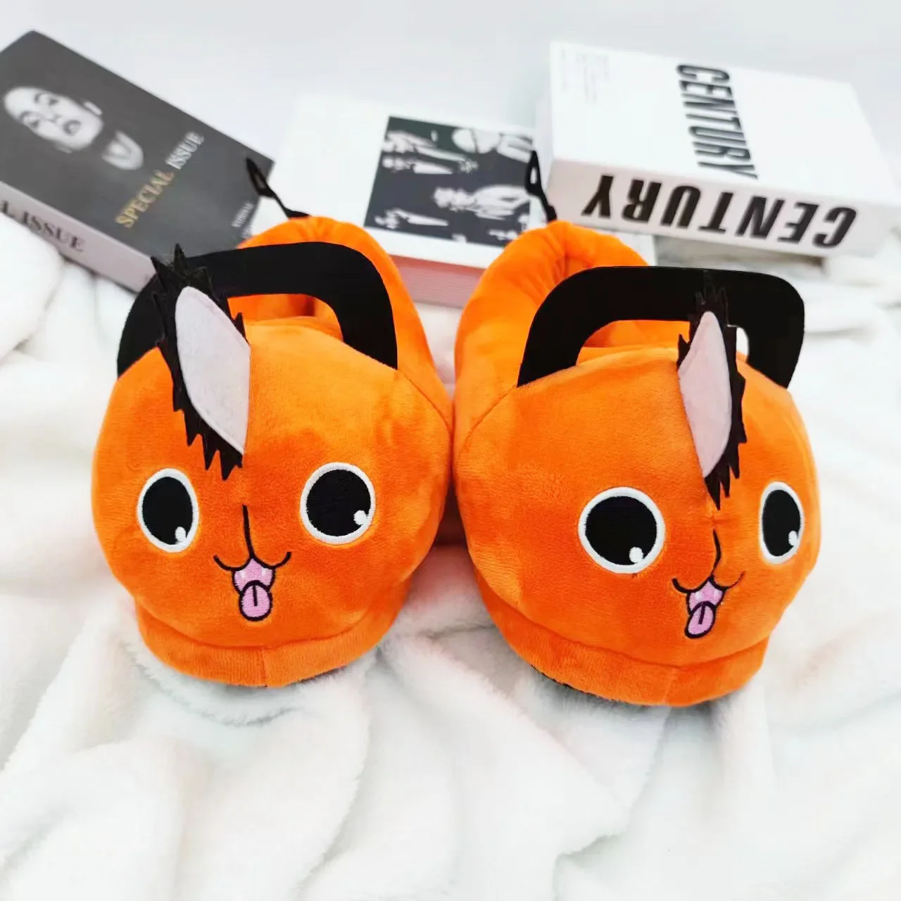 2024 Winter New Pochita Chainsaw Man Shoes Devil Pochita Plush Slippers Winter Home Cute Men and Women Cotton Shoes