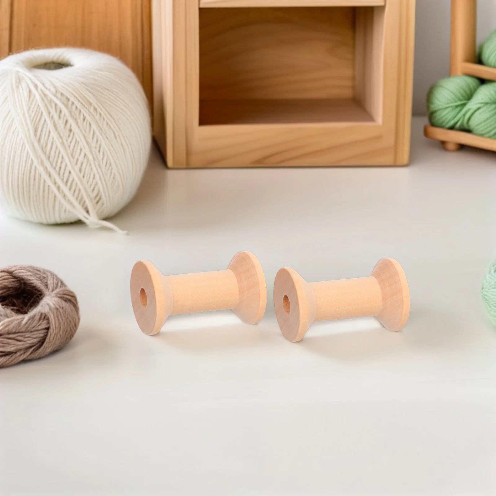 

50Pcs Vintage Wooden Spools Natural Unpainted Craft Reels Splinter-Free Sanding DIY Bobbins for Thread Elastic Cord Storage