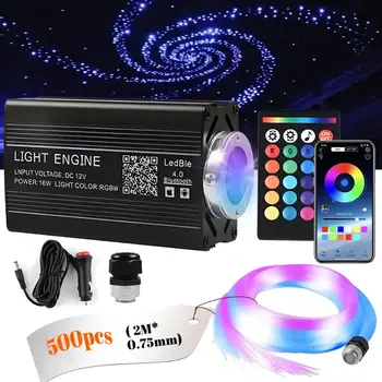 12W domácí střešní světlo do auta s hvězdami 500/1000 ks optických vláken na stropní čalounění LED atmosférické světlo s RGB meteorickou hudbou, ovládání pomocí aplikace 6 nejlepší prodej střešní hvězdné světlo - №2