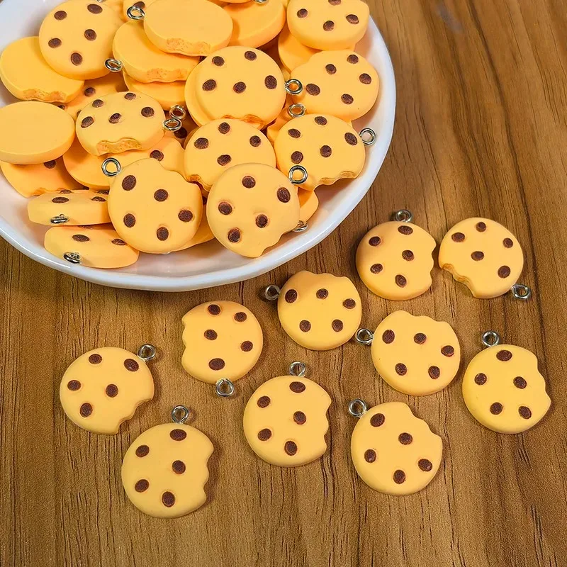 10pcs Broken Cookies Biscuits Resin Charms Cute Cartoon Snacks Food Earring Necklace Pendant DIY Funny Jewelry Make