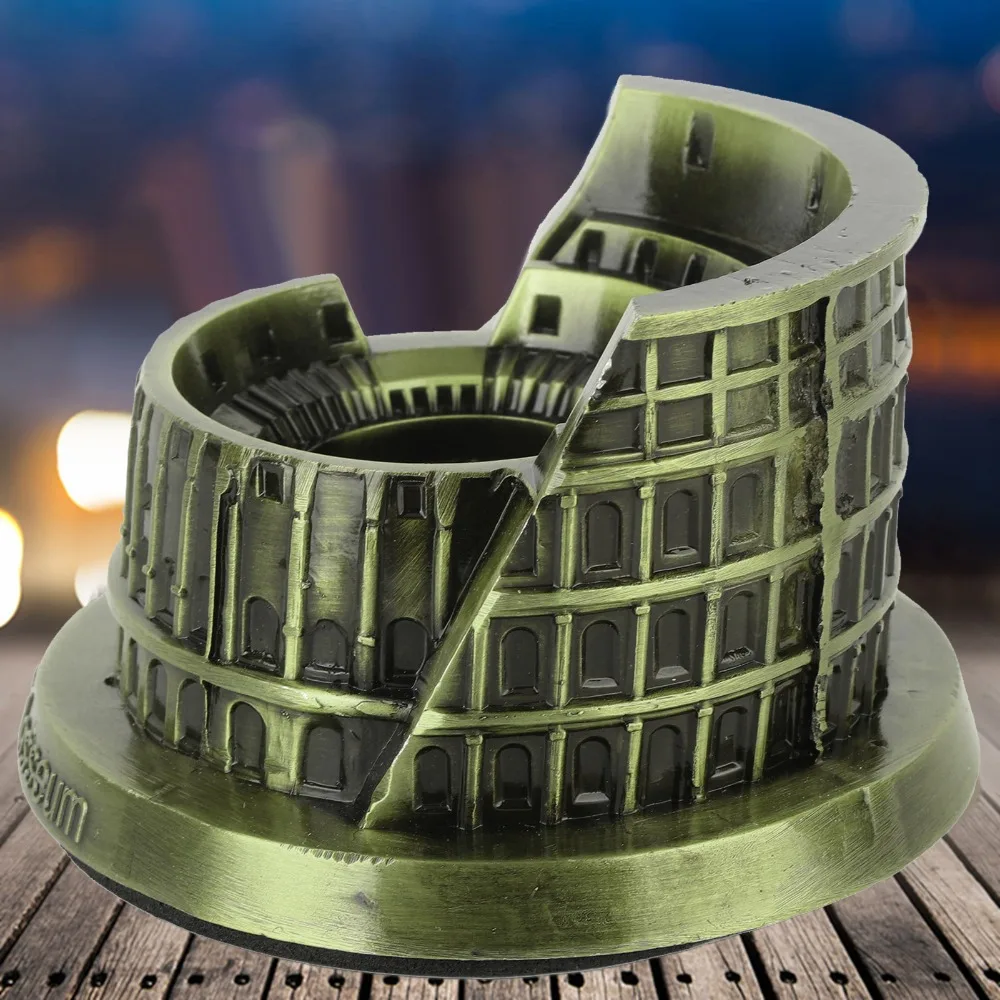 Alloy Roman Colosseum Model Mini Bronze Miniature Colosseum Statue Desktop Display Landmark Cast Sculpture Desktop Ornament