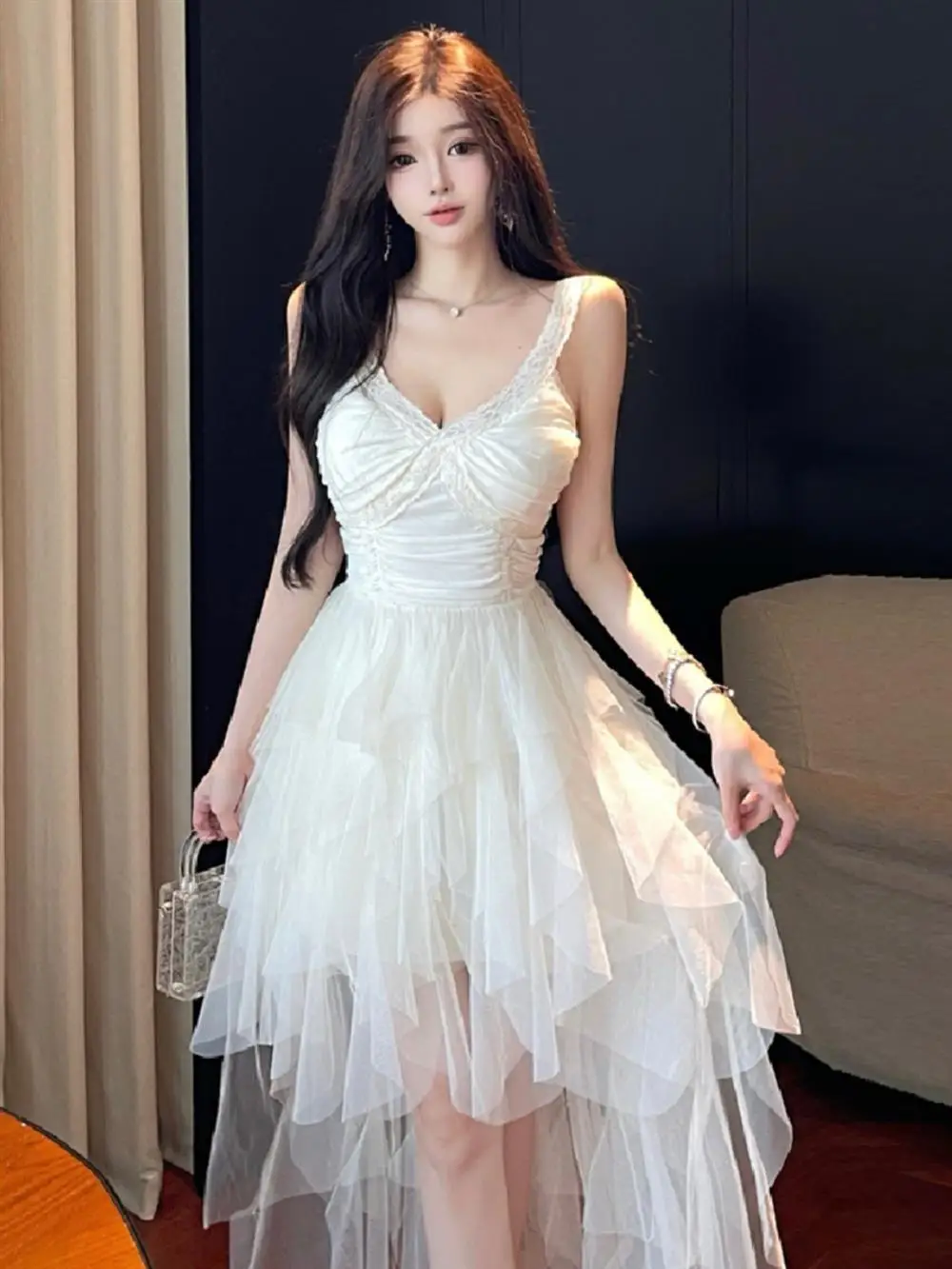 

Тяжелая вышивка, милое платье принцессы, асимметричное тюлевое платье Dr с высокой талией, элегантное платье для дня рождения, роскошная юбка