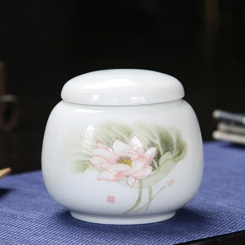 1PC ceramic storage tank Tea can Plum Orchid Bamboo Chrysanthemum Chinese style seal