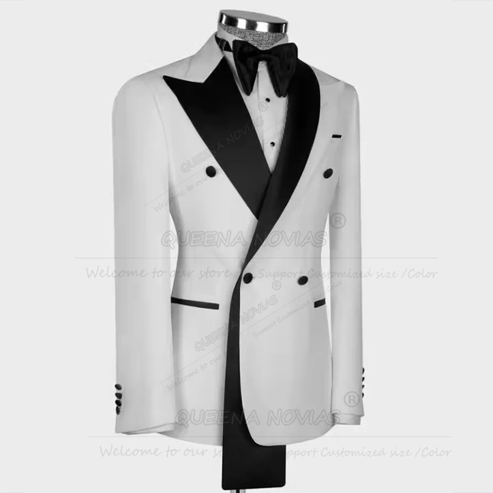 أنيقة تقسم الرجال دعوى الملابس 2 قطعة مجموعة مزدوجة الصدر سترة السراويل نحيل العريس الزفاف البدلات الرسمية مخصصة Terno Masculino #3