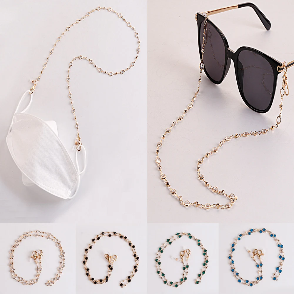 

Sunglasses Cords Trendy Metal Hold Straps Fashion Men Crystal Bead Chain Face Mask Necklace Mask Cord Holders Glasses Chain