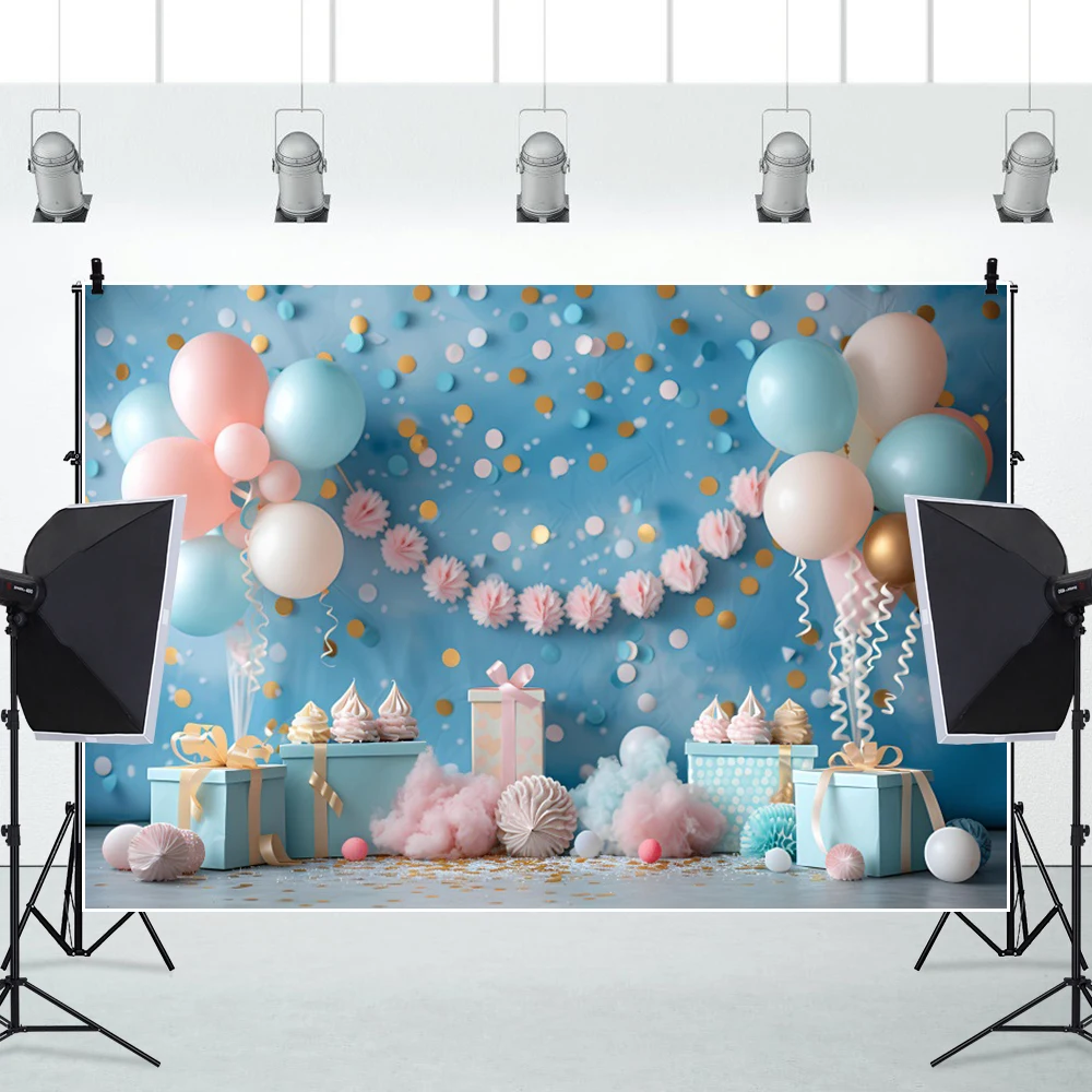 Laeacco الوليد الطفل عيد ميلاد صورة التصوير خلفية فتاة صبي بالونات الزهور داخلي غرفة صور خلفية فوتوستوديو