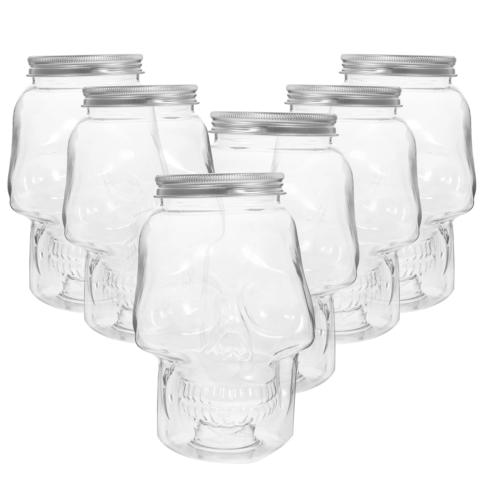 6 Pcs Halloween Skull Portable Juice Bottle Self Made Sealing Bottles Plastic Anti-leak