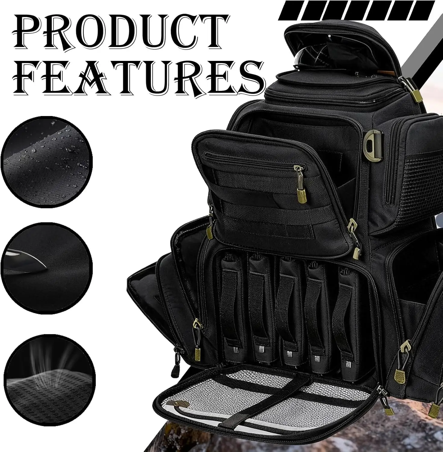 

Tactical Range Bag Large Capacity Shooting Ammo Backpack with Pistol Case for Hunting Outdoor Military Combat Shoulder Handbag
