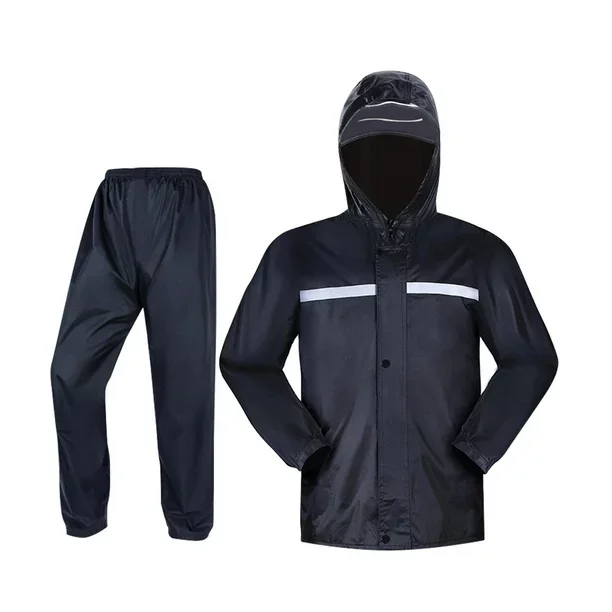 Rain Suit Men Women Waterproof Reflective Strip Hooded Split Raincoat and Pants Set Windproof Rainstorm Proof for Motorcycle Mot