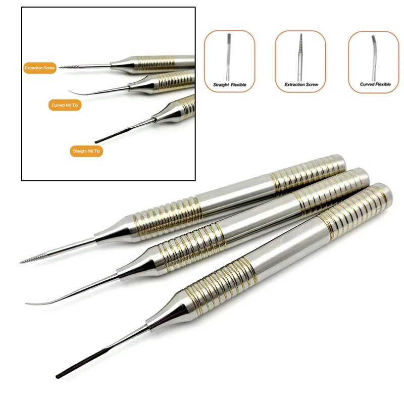 

3pcs Dental Titanium Tips Kit Super Soft NiTi Elevator Tooth Extraction Tools Flexible Dental Screw Elevator for Dentist