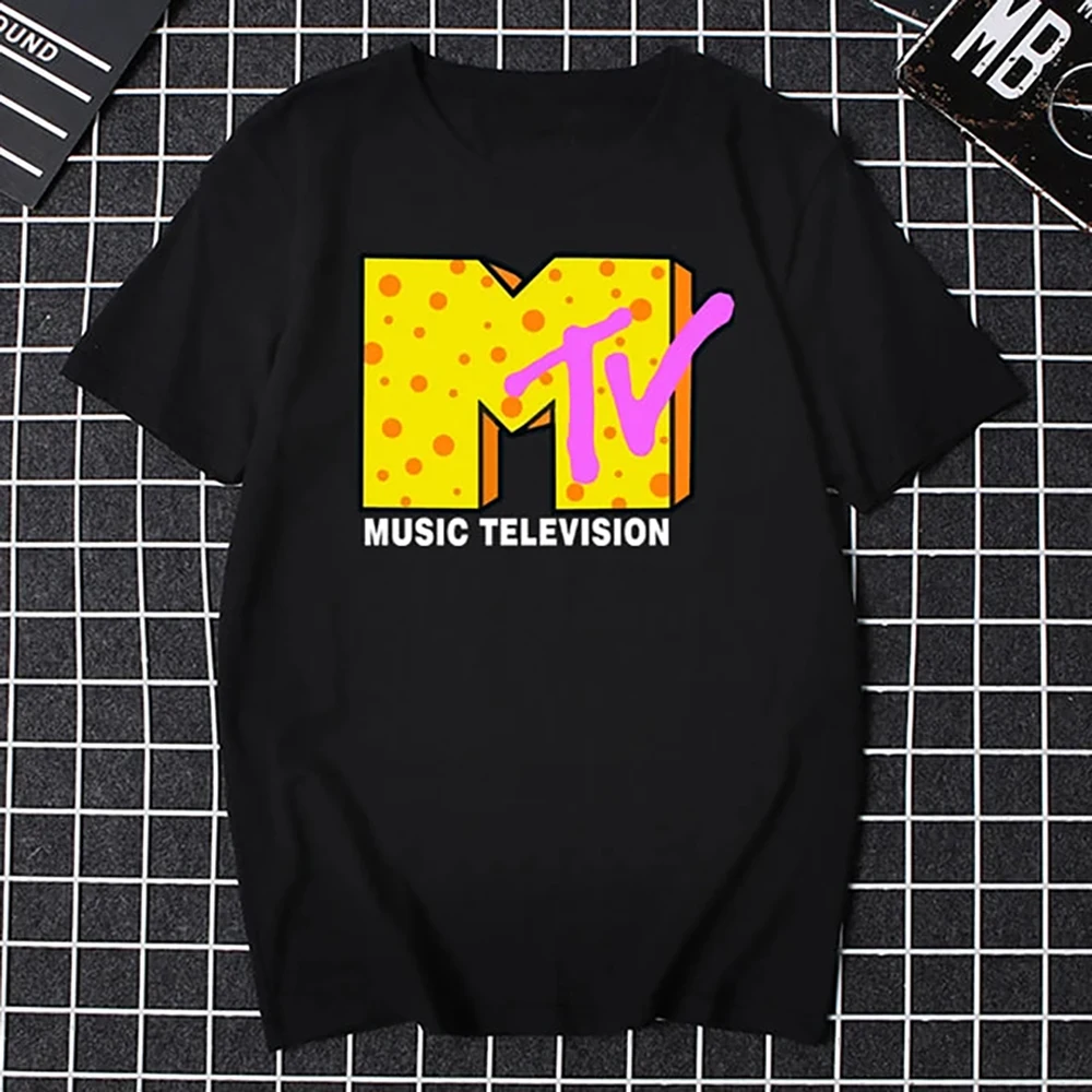 JRJZ Men\'s T-Shirt Mtv Retro Casual Cotton T-Shirt Retro Shirt Pop Music Tv Culture Bands Oversized Tops Men\'s Clothing #913091