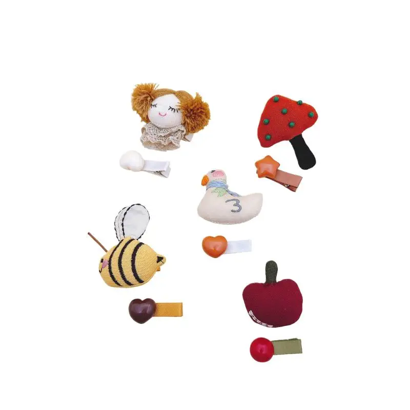 1 قطع لطيف الوليد الكرتون مقاطع الشعر اليدوية النسيج القطن طفل الفتيات الجانب دبوس الشعر الاطفال ماسك الشعر