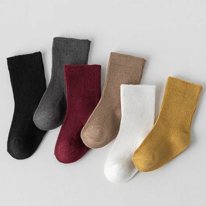 Warm Wool Kids Sock for Boy Girl Sporty Fashion Solid Color Calf Sock for Children Autumn Winter Cashmere Warm Sock