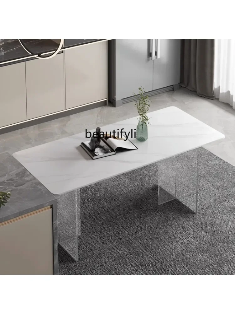 S Acrylic Stone Plate Dining Table Creative Suspension Conference Table Household Kitchen Island Light Luxury Workbench