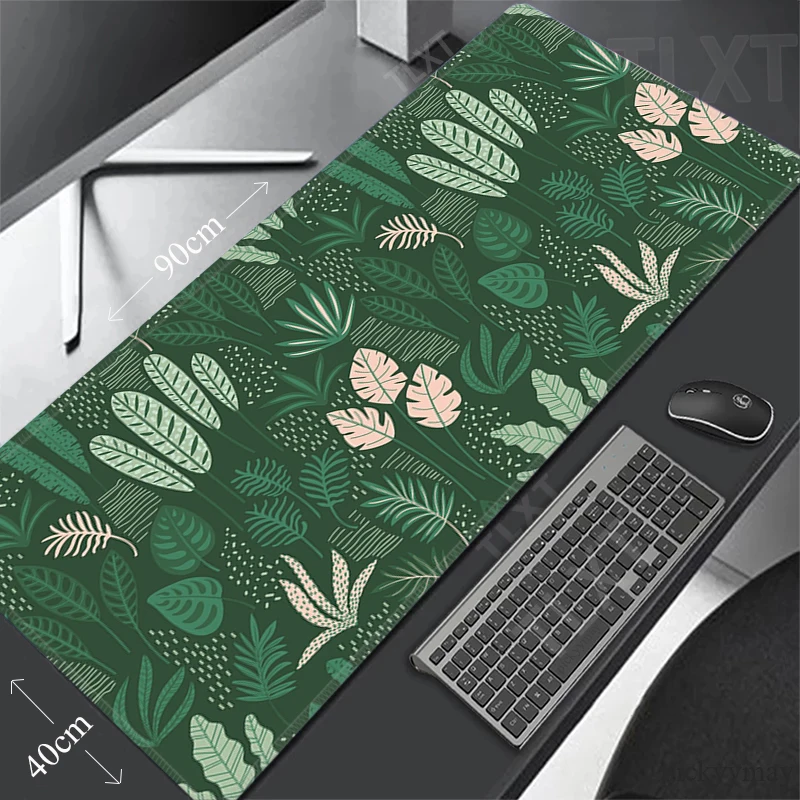 

Tropical Plants Large Mouse Pad Green Leaves Gaming Mousepad Big Keyboard Rug Mouse Mats Rubber Desk Mat XXL Mousepads Company