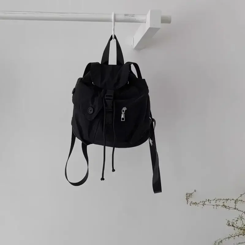 Fashion Backpacks Women Korean Style Drawstring Closed Knapsack Multi Pockets Hand Bags Versatile Student School Shoulder Bags