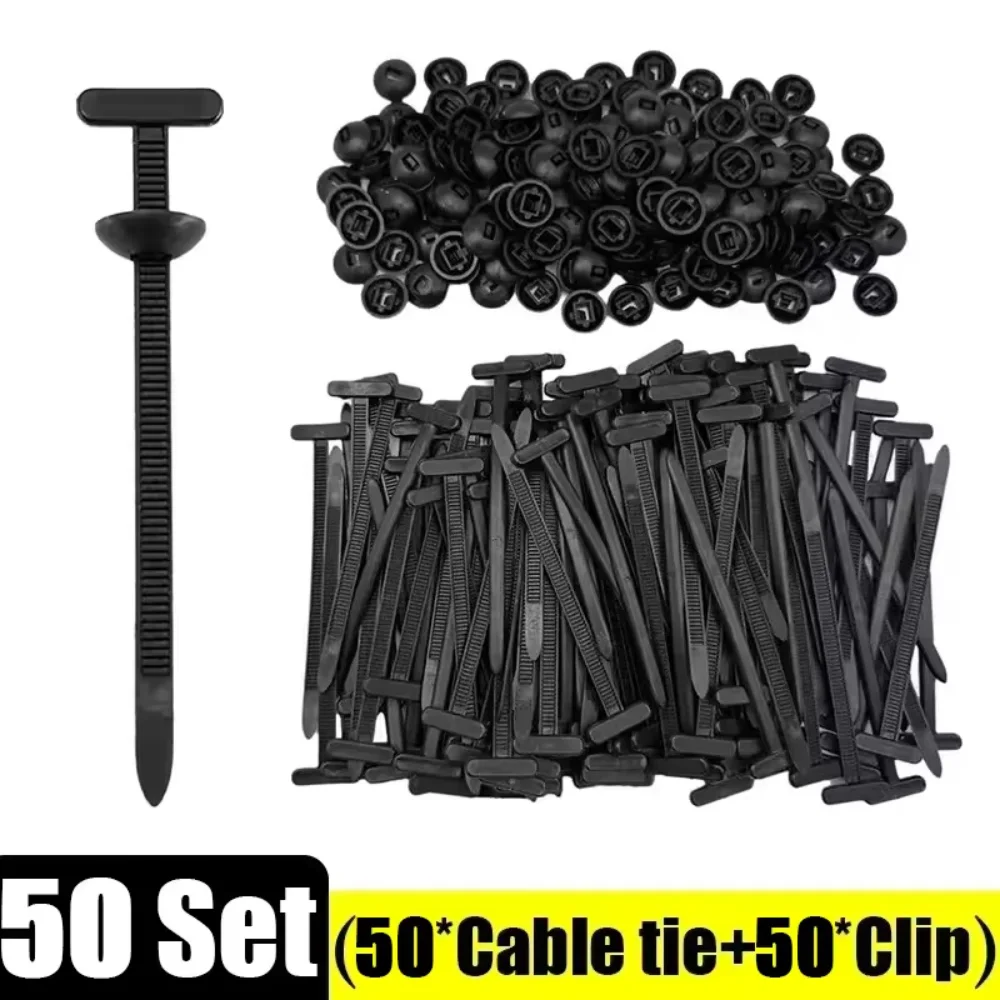 50Pcs Self-Locked Nylon Cable Tie Push Clips Wire Tie Released Zip Straps Car Pipe Cable Fastener Bundle Fixed Binding