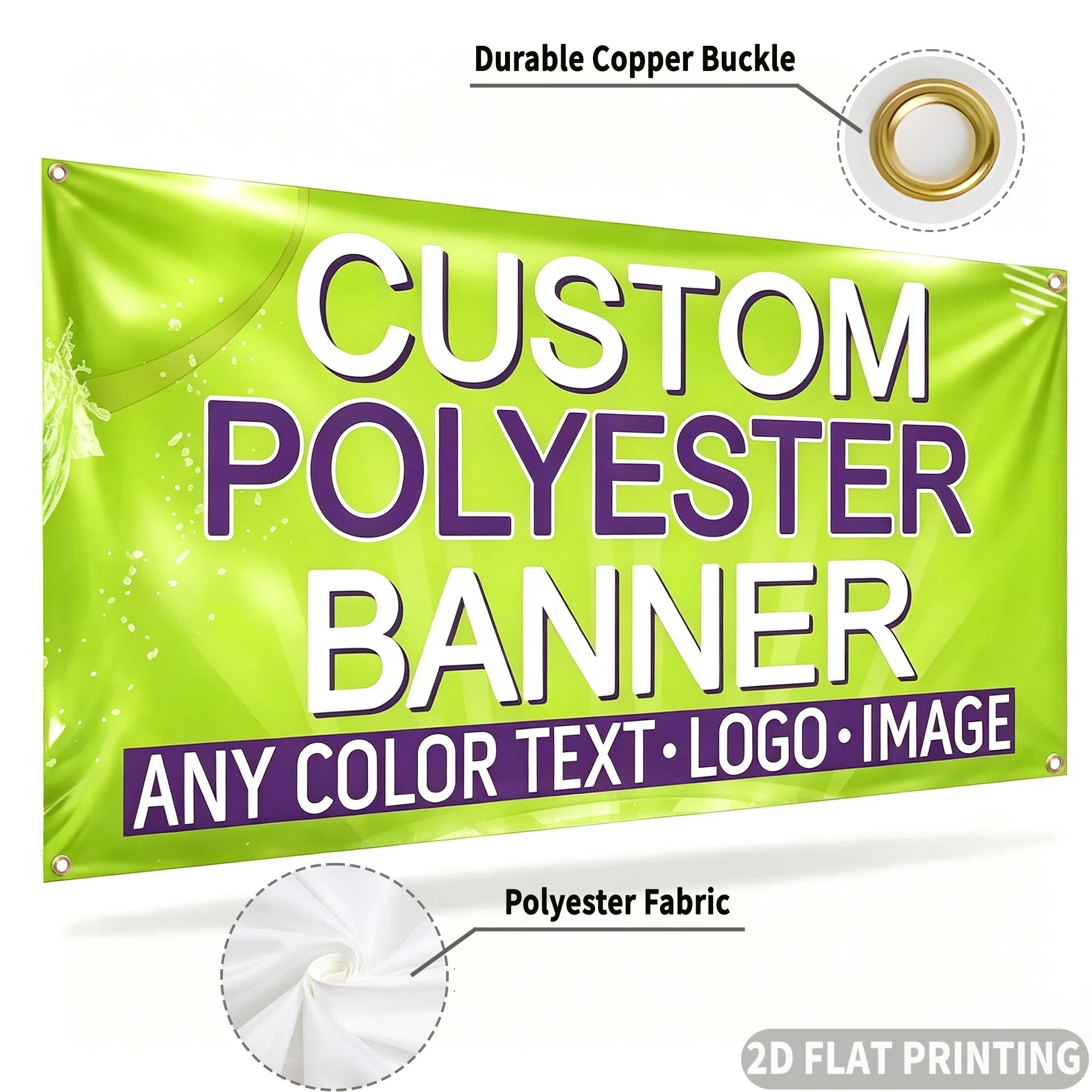 1pc Custom Indoor and Outdoor Banner - with 4 Grommets for Easy Hanging, Multi Sizes To Choose, Ideal for Parties and Business