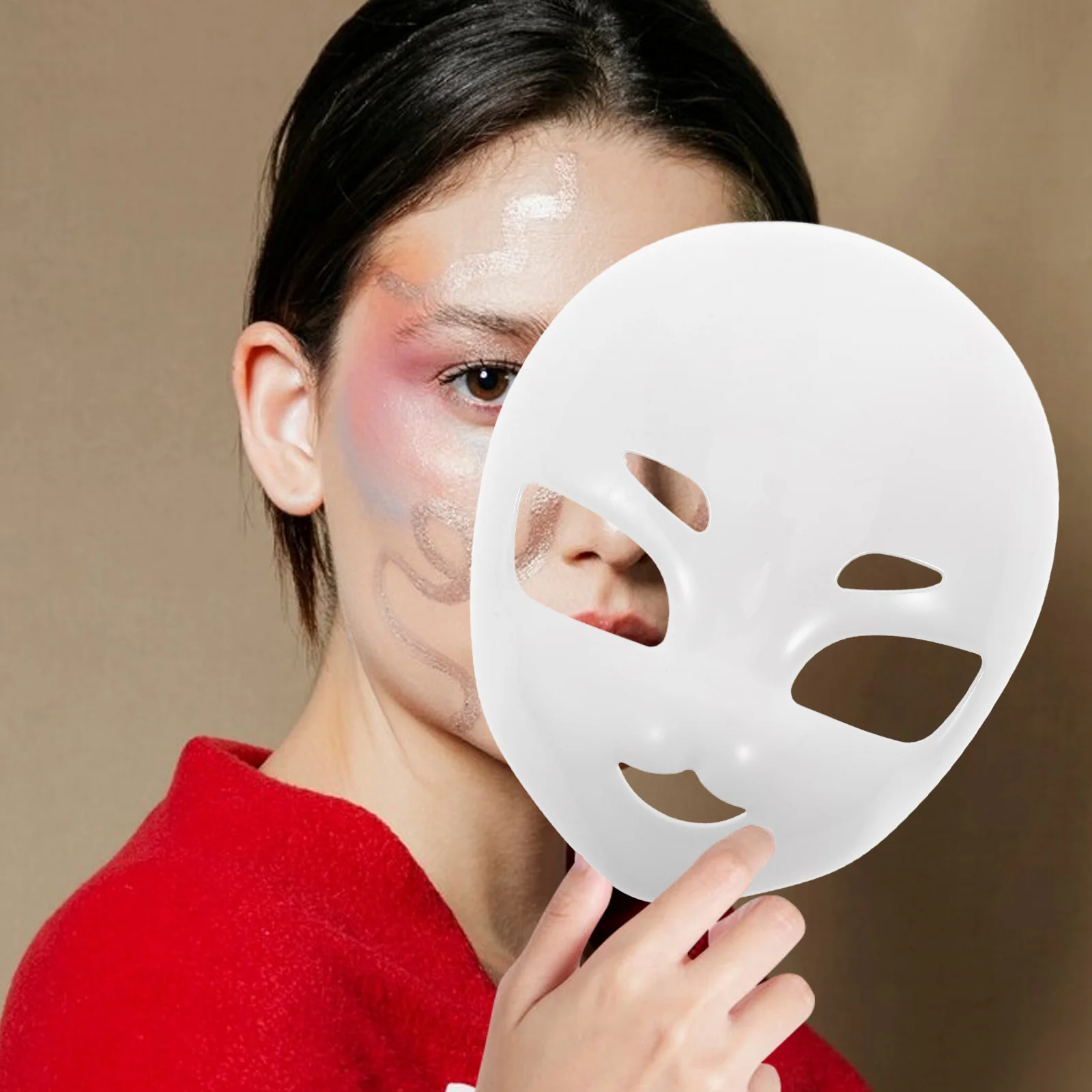 قناع جمجمة أبيض كامل الوجه من البلاستيك الفارغ لحفلة الهالوين التنكرية قناع الوجه أقنعة زخرفية أقنعة زي