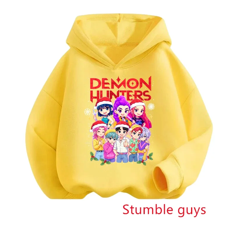 เสื้อสเวตเชิ้ตเด็กผู้หญิงลาย Kpop Demon Hunters สำหรับเด็กอายุ 3-12 ปี ฤดูใบไม้ร่วง ฤดูหนาว คริสต์มาส อุ่น นุ่ม พิมพ์ลายกวาง สวมใส่สบาย ​