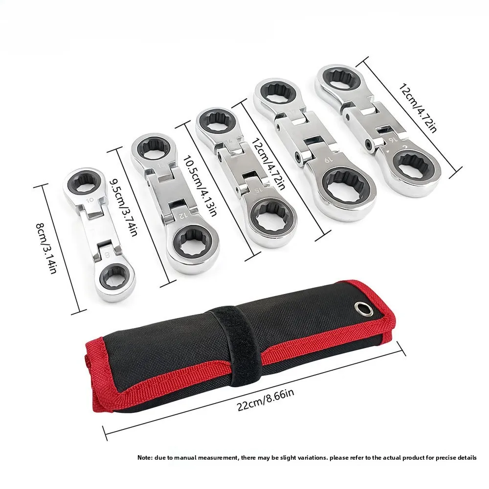 multi-size-flexible-head-ratchet-combination-wrench-kit-compact-double-box-end-spanner-collection-lightweight-mini-wrench-tool