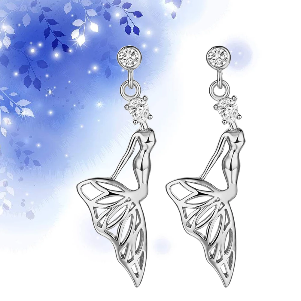 

Zircon Earrings Hanging Long Style Women Jewelry Decor Mermaid Shape Small Fresh