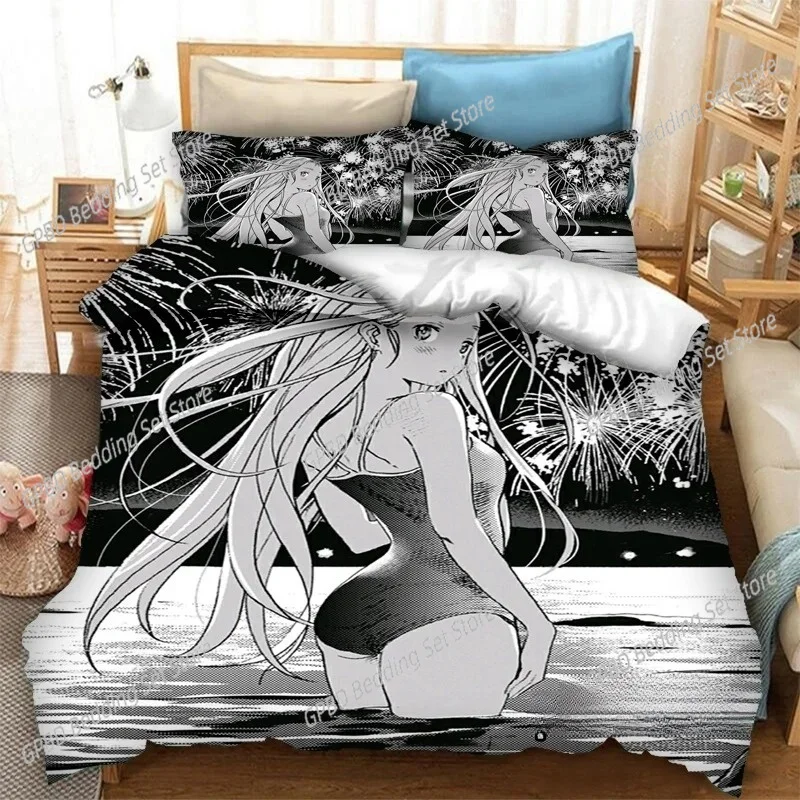 

3D Print Anime Summer Time Rendering Comfortable Duvet Cover Pillowcase Bedding Set Children Bedroom Decoration Home Textile