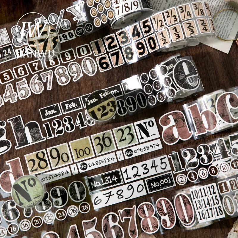 

JIANWU Page 7 Preface Cloud Series Vintage Number Landscape Material Collage Scrapbooking Tape Creative DIY Journal Stationery
