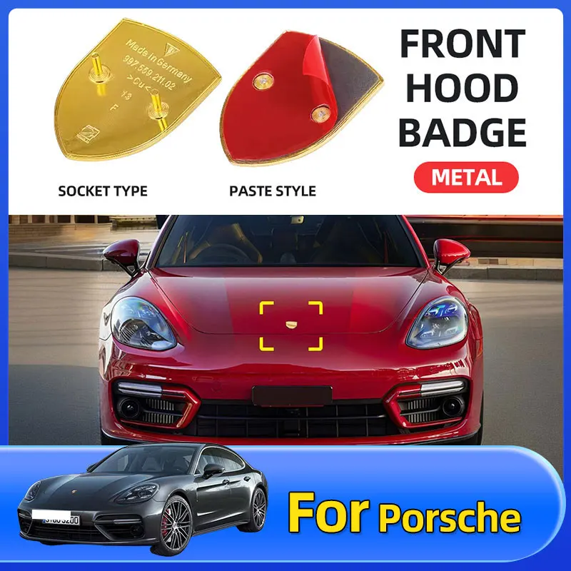 

1PC Car Front Hood Emblem Badge Bonnet Logo Accessories For Porsche Panamera Cayman Macan Cayenne Boxster Carrera Taycan 911 718