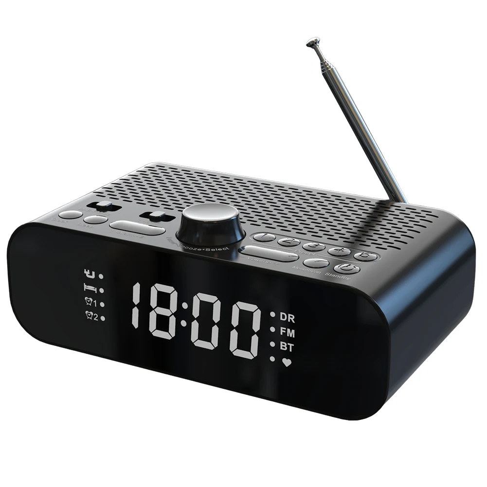 Portable DAB FM Radio LED Display Clock Radio Battery Operated Radio Digital Alarm Clock Radio for Home Outdoor Gift