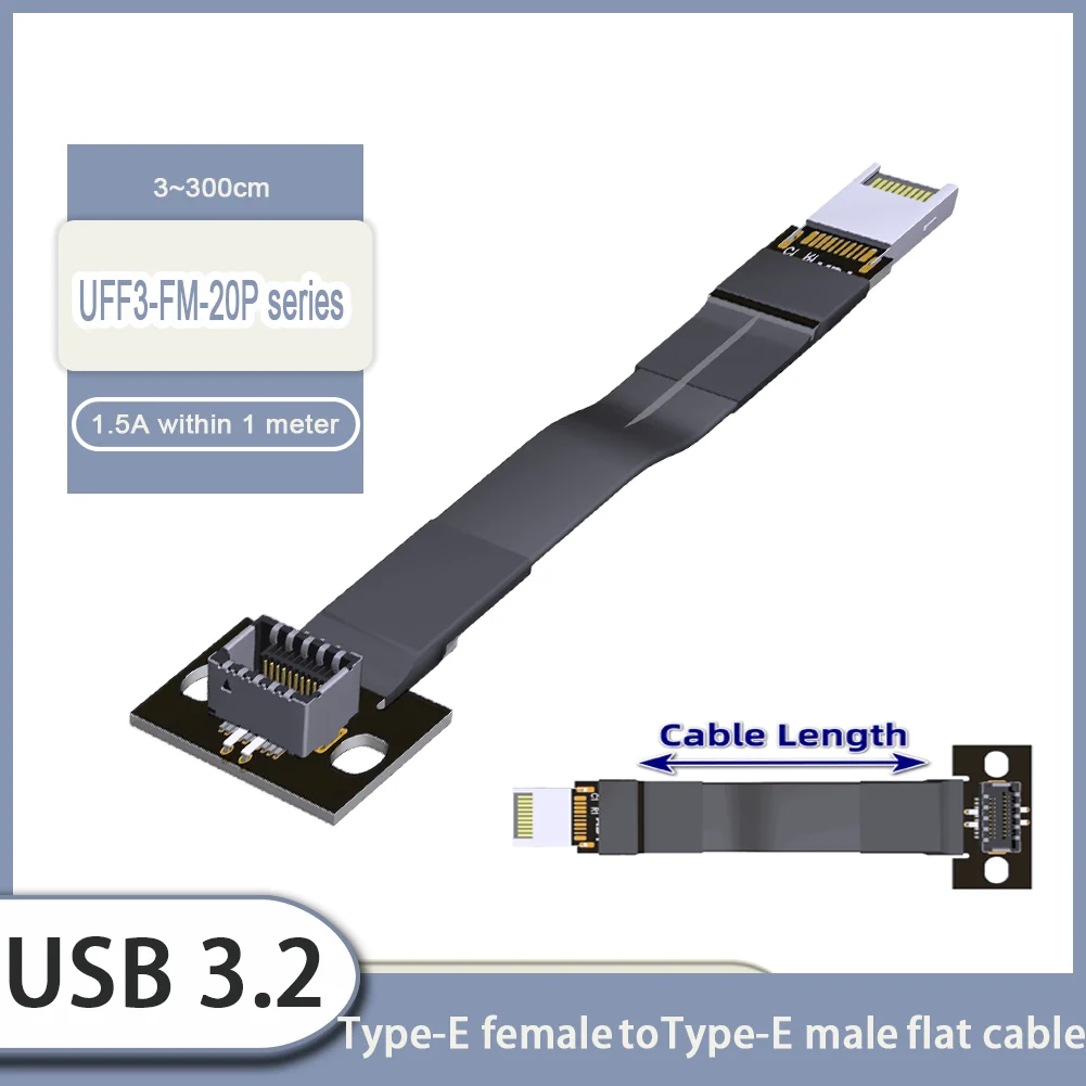 F9T-F6A 20-контактный USB 3.2 внутренний Type-E удлинительный кабель с разъемом для передней панели и винтовым отверстием, плоский ленточный кабель