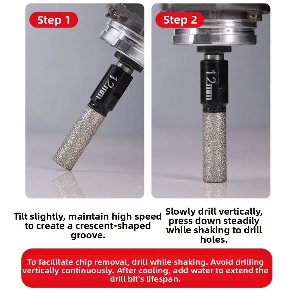 

M10 Алмазная пайка для подводного шлифовального круга 6-12 мм Портативная угловая шлифовальная машина для сухого сверления Отверстия для отверстий