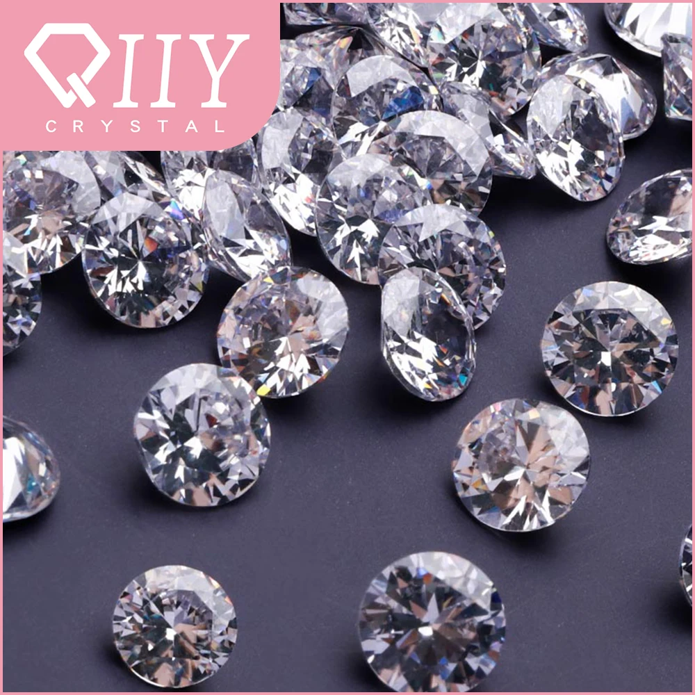 QIIY Round Zircon Stone 100Pcs High Quality Crystal Cubic Zirconia Rhinestone Stone for Clothes Dress Decoration