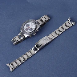 Rolamy 21mm WatchBand Strap OysterStyle 316L Stainless Steel Deployment Clasp Silver Bracelet For Seiko Panda SSC911-917/SBDL091
