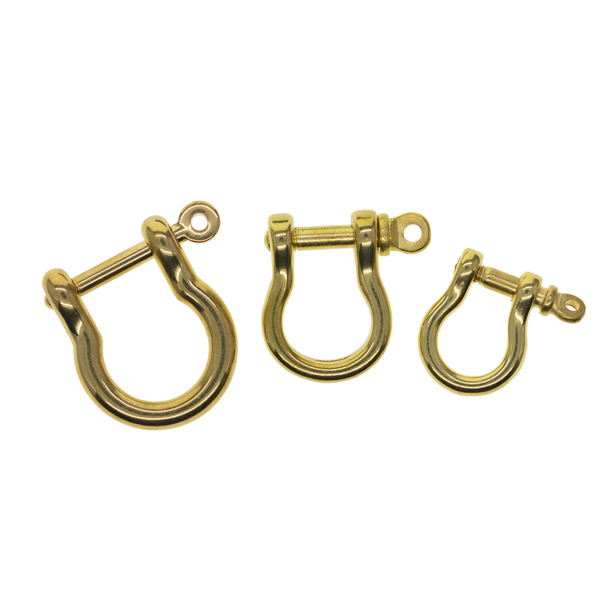 4 sizes Super fine Simple  Solid Brass Japanese Bow Shackle joint link connector for DIY EDC keychains Key ring FOB lanyard