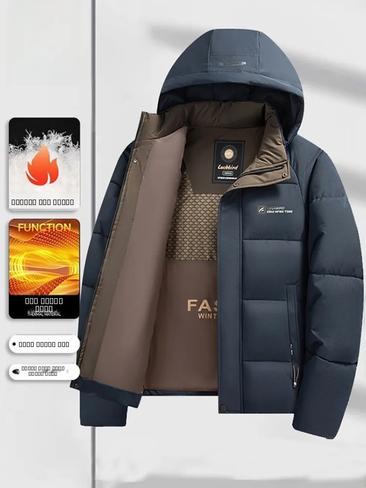 

Мужская утепленная хлопковая куртка-пуховик на зиму, теплая, ветрозащитная, с капюшоном, повседневная, модная, с наполнителем из полиэфирного волокна