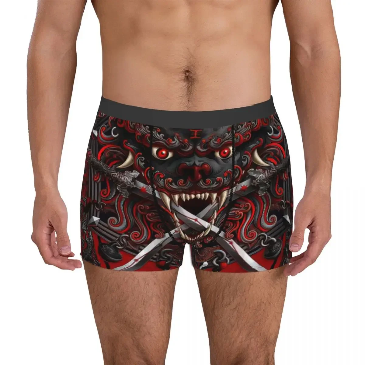 Goth Oni-Calzoncillos de demonio japonés para hombre, ropa interior transpirable, pantalones cortos con estampado, Bóxer