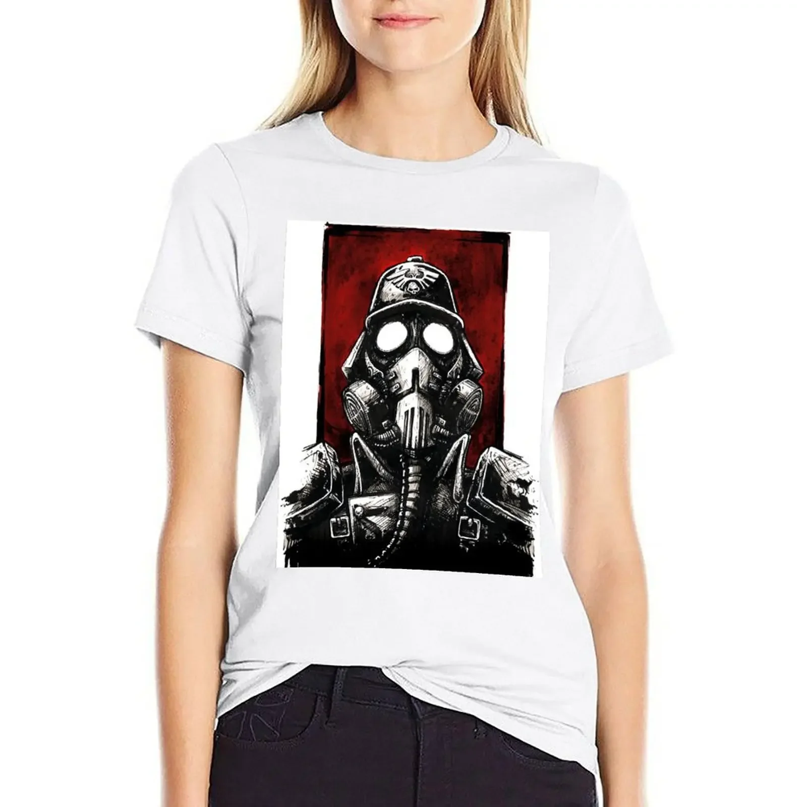 

Gasmask Troop T-shirt korean fashion female fashion woman blouse 2024