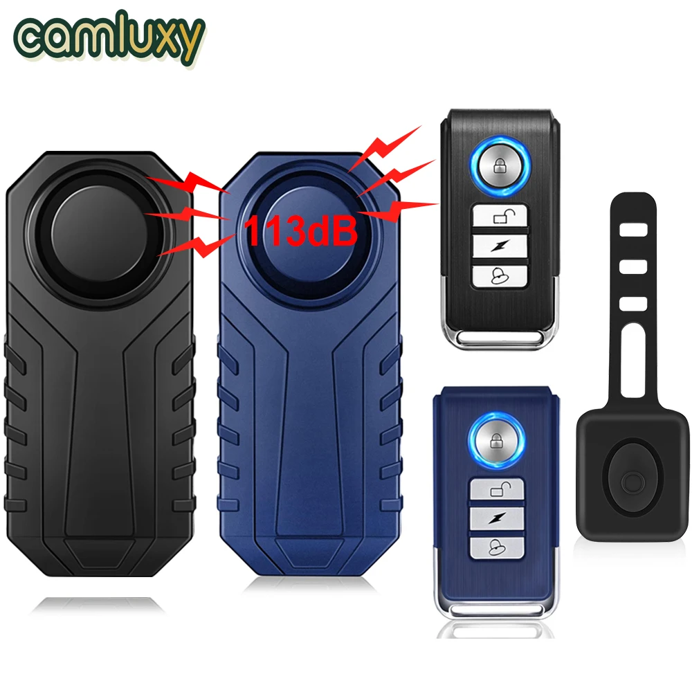 Camluxy 113dB Bike Alarm Remote Control Catalytic Converter Alarm Wireless Anti Theft Vibration Sensor Bicycle Security Alarm